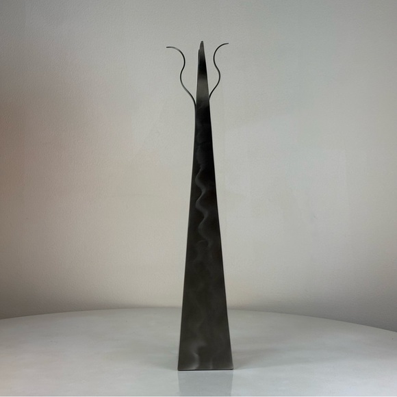 Brushed Stainless Steel Handmade Artist Post Modern Sculptural Vase Signed 2003 - Picture 5 of 11